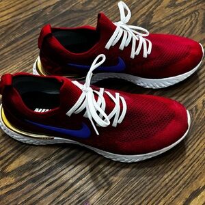Custom Nike Crimson and White Running Shoes